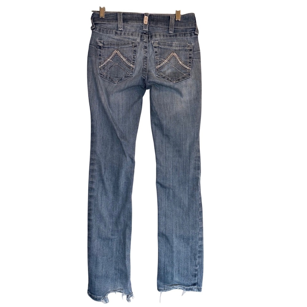 Ariat Real Denim Womens 26x31.5 Straight Leg Western Jeans Blue Distressed‎ Hem